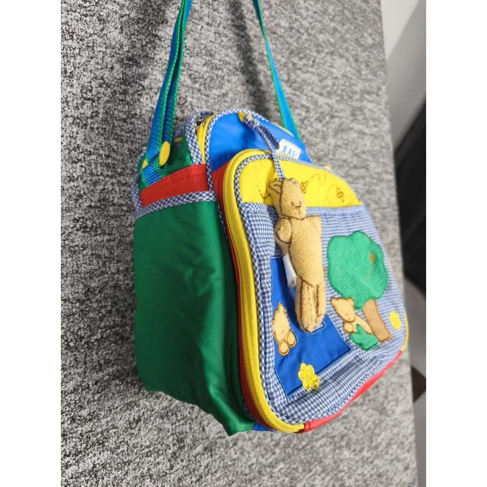 Vintage Baby Connection Diaper Bag Teddy Bear Applique Colorblock Nursery‎ Tote